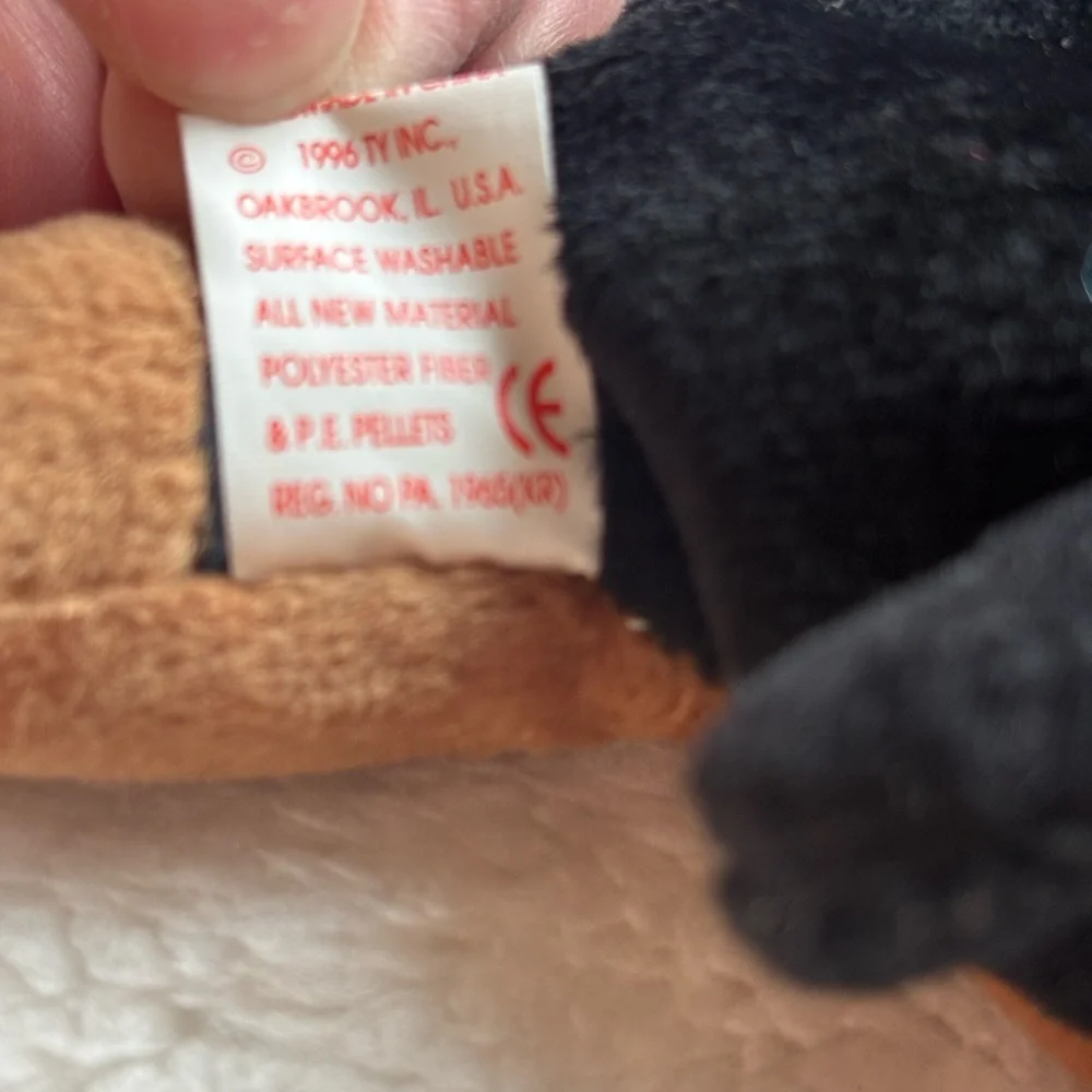 Ty Beanie Babies “”Doby” Black and Brown Dog Plush Toy